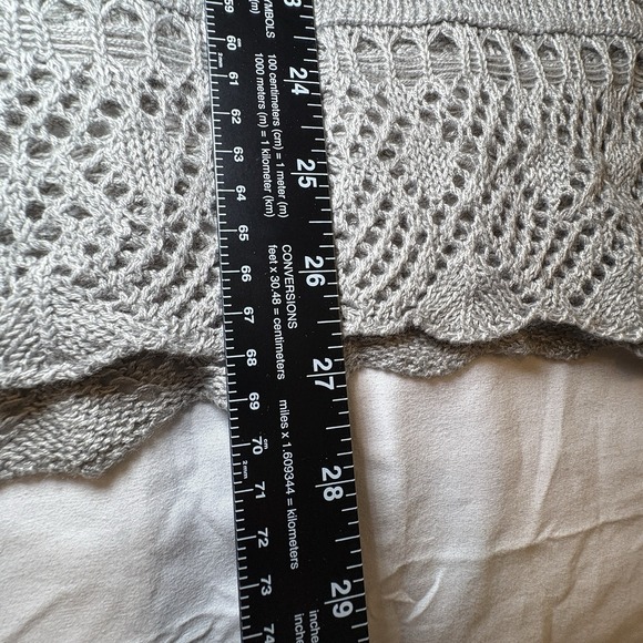 LC Lauren‎ Conrad Crochet Pointelle Sweater XL High-Low Bell Sleeves Lightweight - Picture 7 of 10